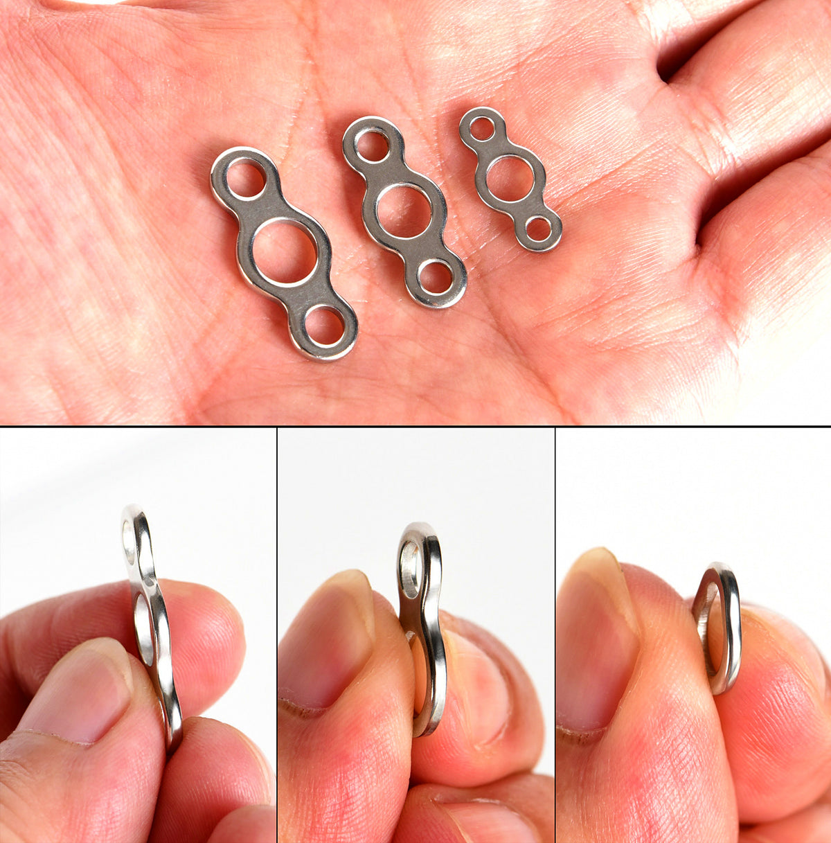 Stainless Steel Jig Connector Rings, Pear, 2-Hole & 3-Hole – product photo