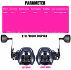 All-Metal Baitcasting Reel, Wide Body Gray, Left/Right Hand – product photo