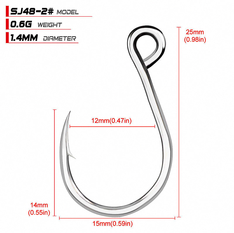 Stainless Steel Barbed Single Hooks, 20 Pack, Size 6 to 11/0 – product photo