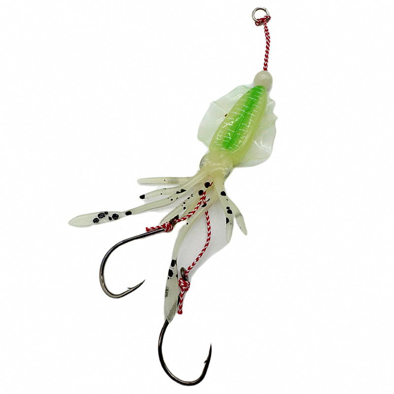UV Glow Squid Jig Soft Bait, Double Hook, 10-15 cm (4-6 in) – product photo