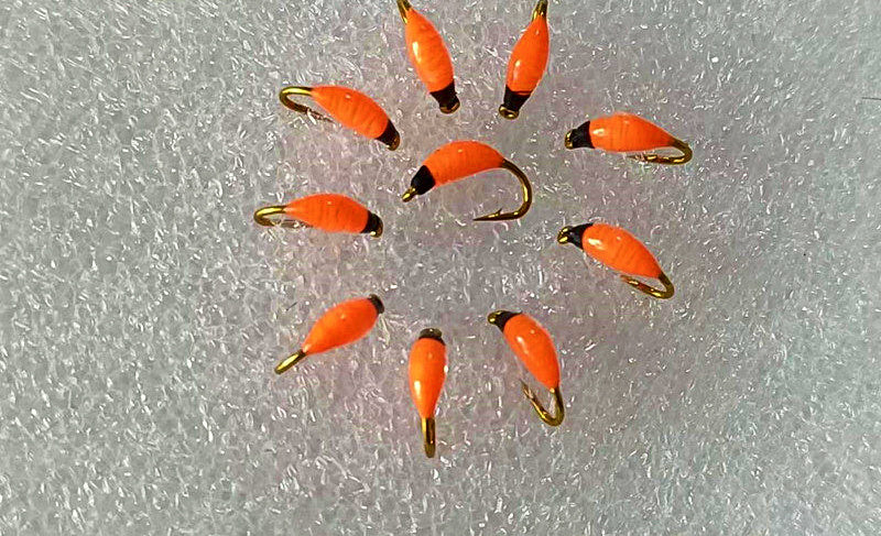 Orange Nymph Fly Set, Barbed Hook, Size 10–20 – product photo
