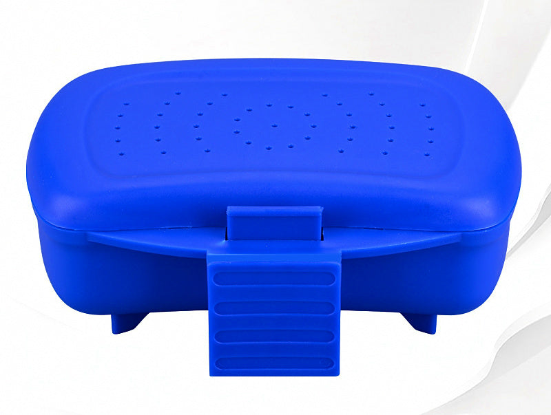 Belt-Hang Live Bait Box, Vented Worm Container, Blue – product photo