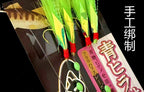 4-Hook Green Feather Bait Rig, Barbed Hooks, Sizes 16-24 – product photo