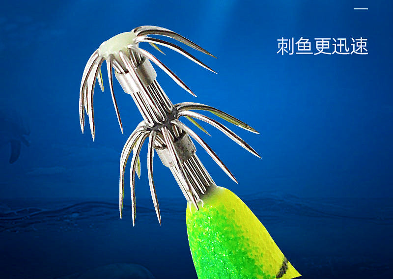 Glow Squid Jigs, Size 3.5 Wood Shrimp Egi, 8-Pack – product photo
