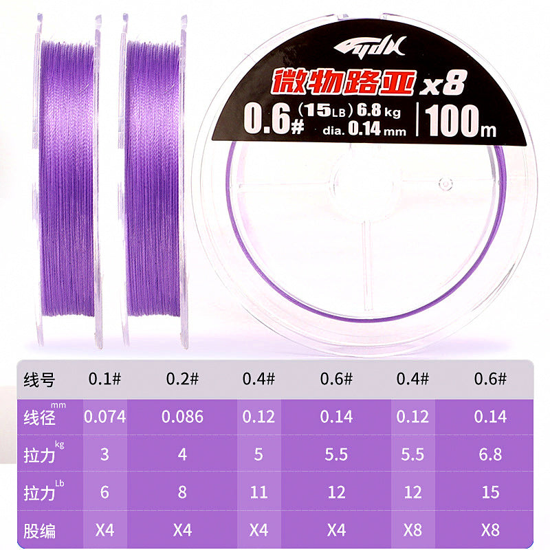 Purple PE Braided Fishing Line, 4 or 8 Strand, 100/150 m – product photo