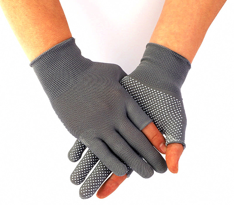 13-Gauge Nylon Fingerless Work Gloves, Dotted Grip – product photo
