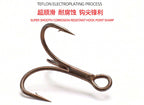 Teflon-Coated Treble Hooks, 3X Strong, Sizes 4–14 – product photo