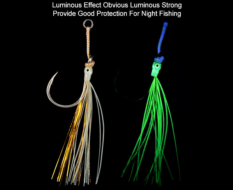 Glow Feathered Single Jig Hooks, 3-Pack, Sizes 3/0–9/0 – product photo