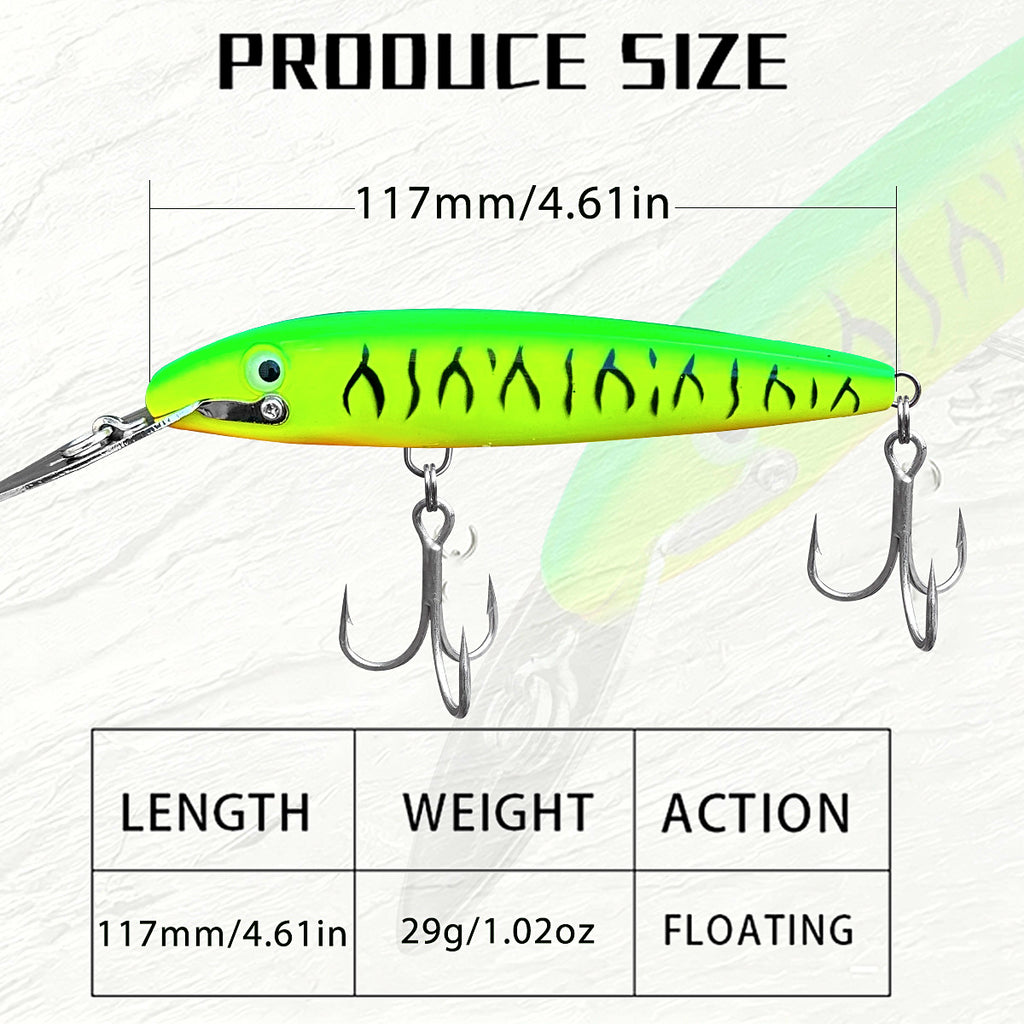 Long Lip Sinking Minnow Lure, 117 mm (4.6 in), 29 g (1 oz) – product photo
