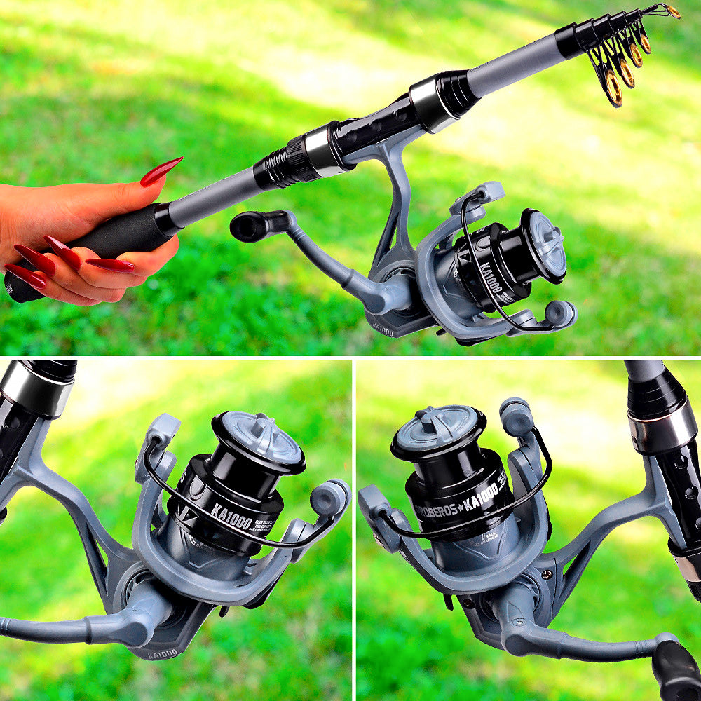 Mini Telescopic Fiberglass Rod and Reel Combo, Travel Set – product photo