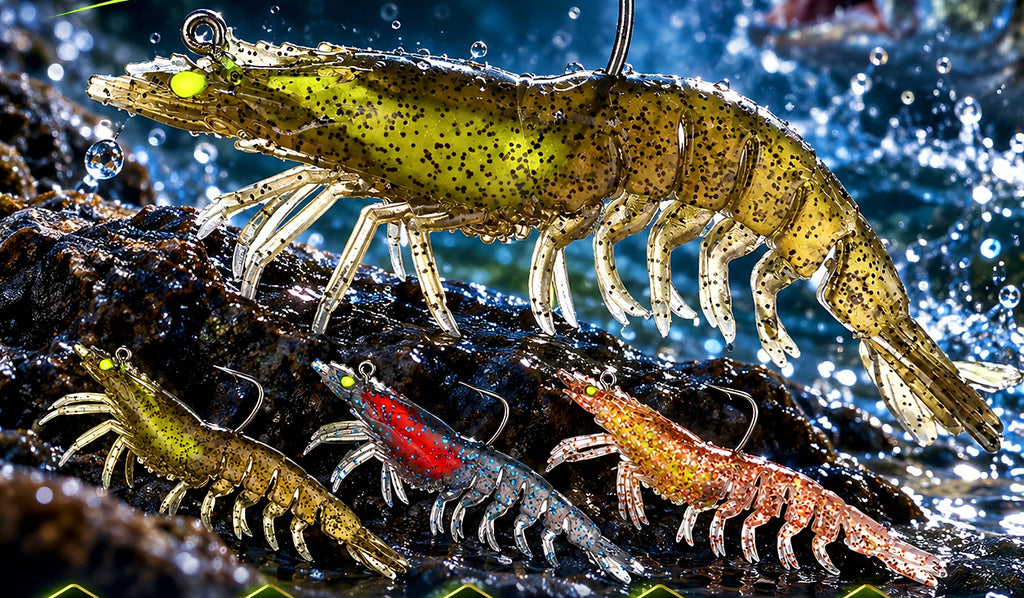 Glow Shrimp Soft Bait, Lead-Filled, 8–9 cm (3.1–3.5 in) – product photo