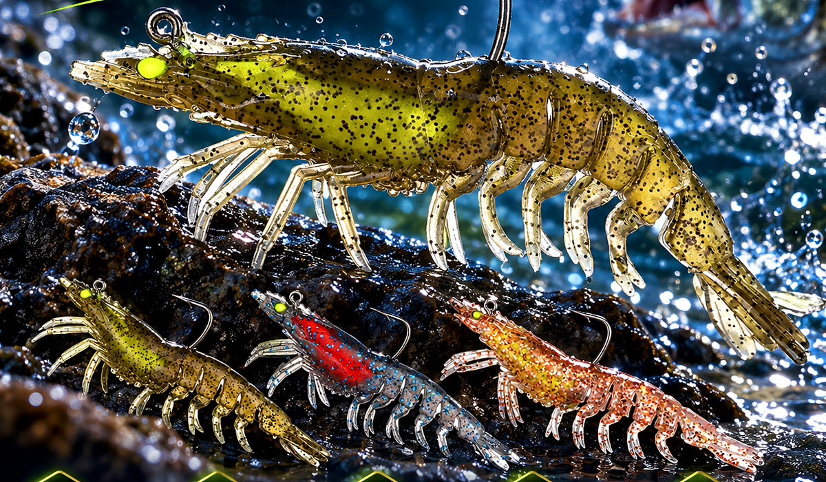Glow Shrimp Soft Bait, Lead-Filled, 8–9 cm (3.1–3.5 in) – product photo