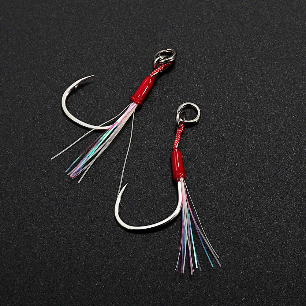 Black Single Hooks for Metal Jigs, 2-Pack, Size #2 to 4/0