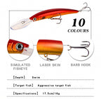 Long Lip Diving Minnow Hard Bait with Rattle, ABS – product photo
