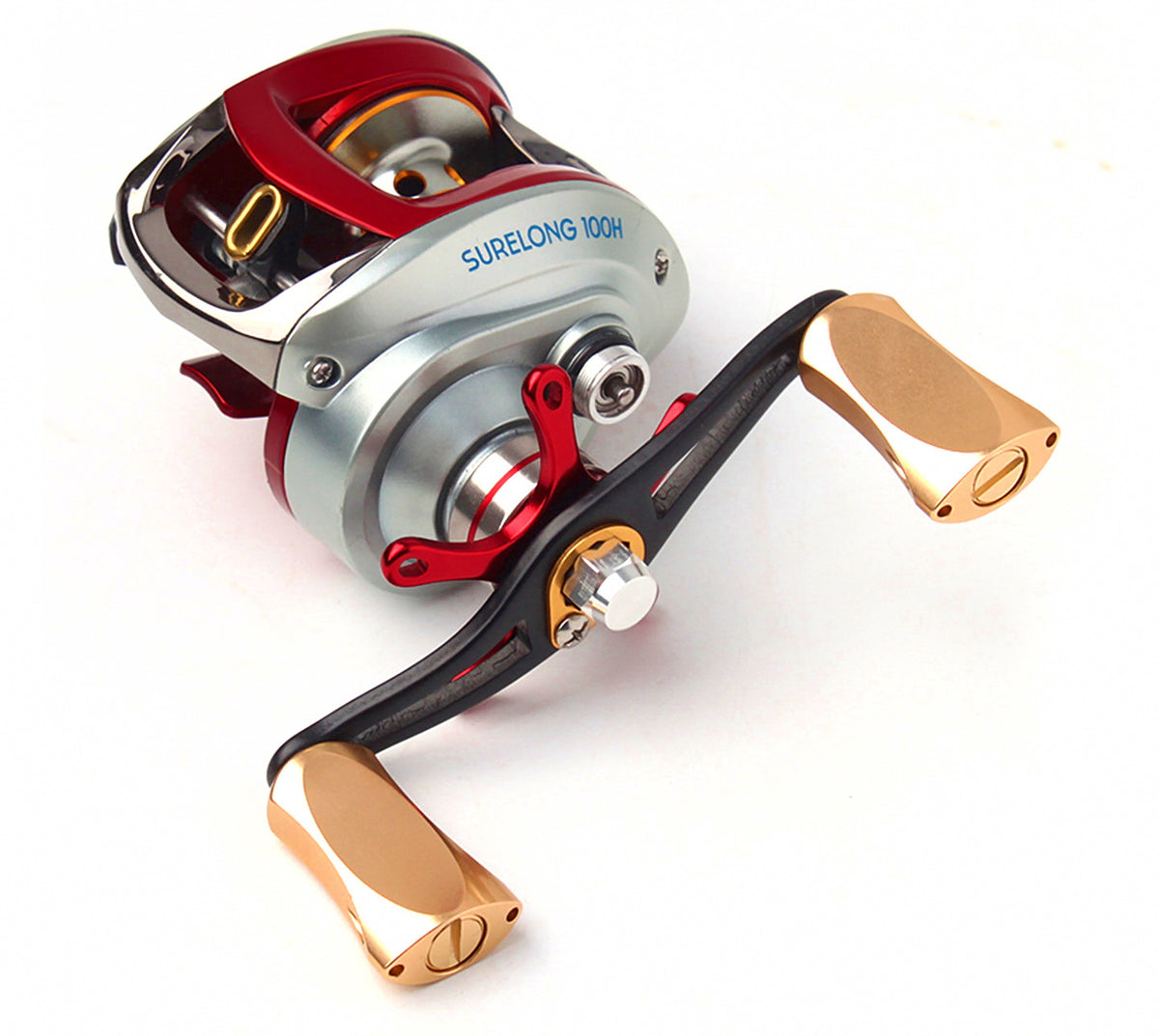 All-Metal Baitcaster Reel Handle, S-Bend Arm, Flat Knobs – product photo