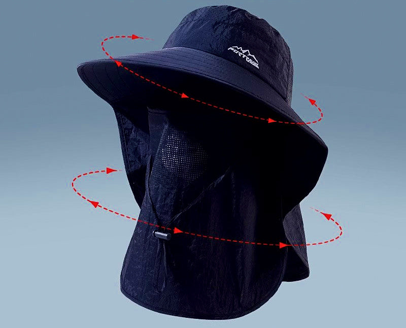 Wide Brim Fishing Sun Hat with Face Cover, Adjustable – product photo