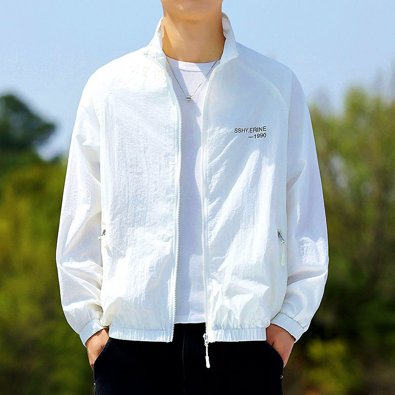 Men's UPF 40+ Sun Protection Fishing Jacket, Stand Collar