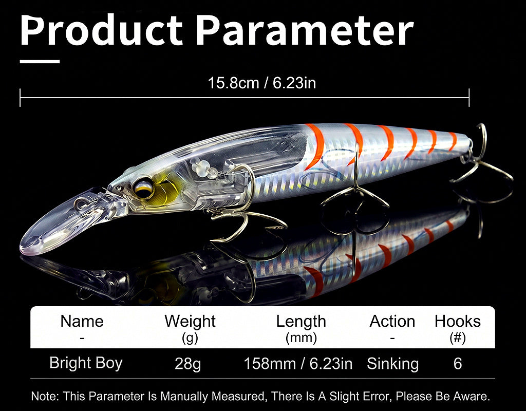 Laser Minnow Hard Bait, 16 cm (6.3 in) 28 g (1 oz) – product photo
