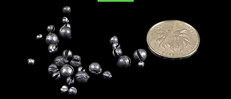 Split Shot Sinkers, Silver Round Lead, 0.2–2.1 g (0.007–0.074 oz) – product photo