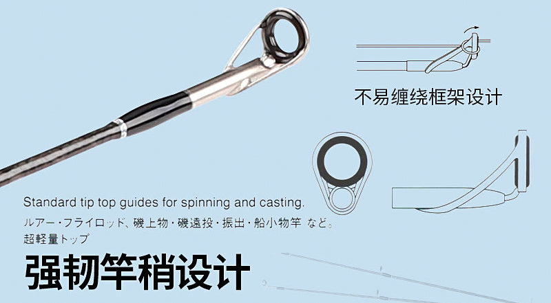 2-Piece Carbon Lure Rod, 1.98–2.28 m (6.5–7.5 ft), Fast Action – product photo