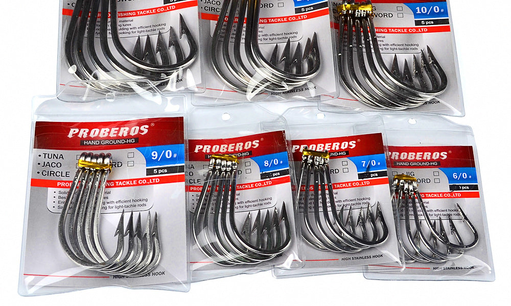 Stainless Steel Barbed Jig Hooks, 5-Pack, 6/0–12/0 – product photo