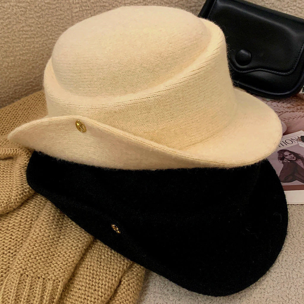 Women's Wool Blend Bucket Hat, Adjustable, Cream or Black