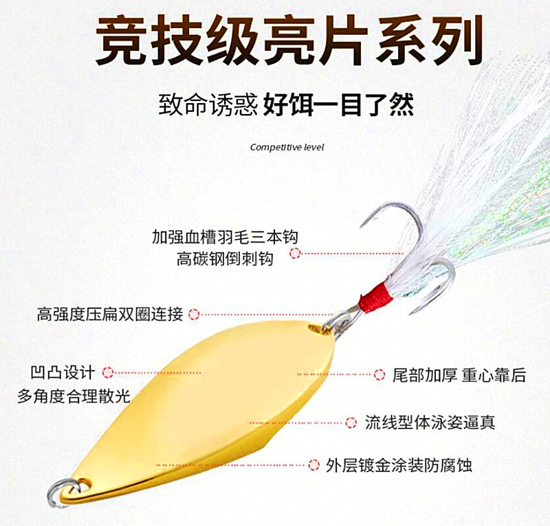 Metal Casting Spoon Lure, 3–20 g (0.11–0.71 oz), Gold or Silver – product photo