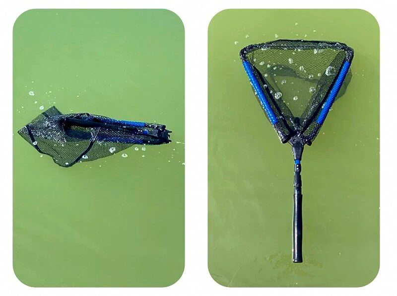 Floating Folding Landing Net, Telescopic Aluminum Handle – product photo