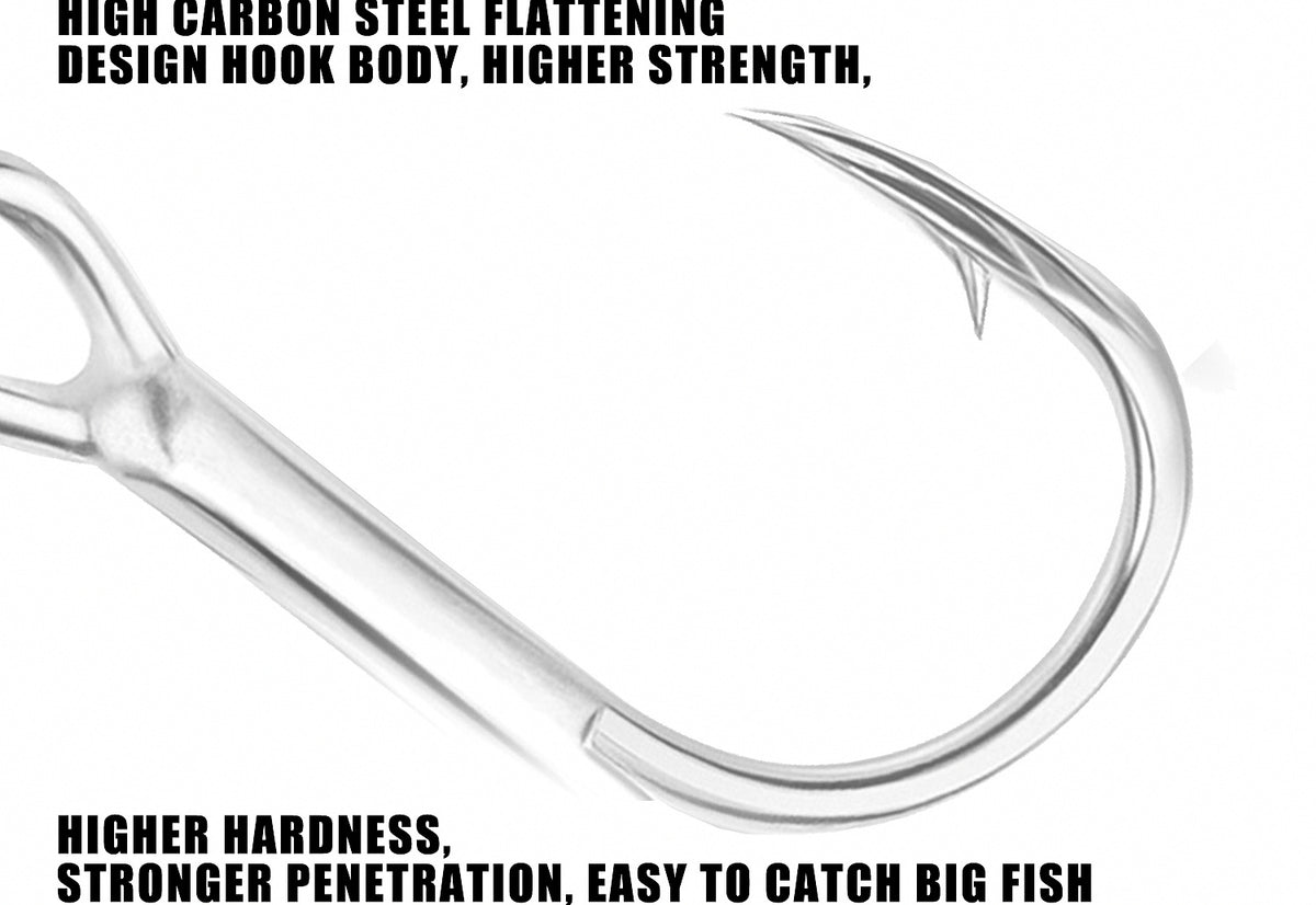 Strong Treble Hooks, Tin-Plated, Barbed, Size 12 to 3/0 – product photo
