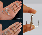 4X Strong Treble Hooks for Metal Jigs, Sizes 8 to 3/0 – product photo