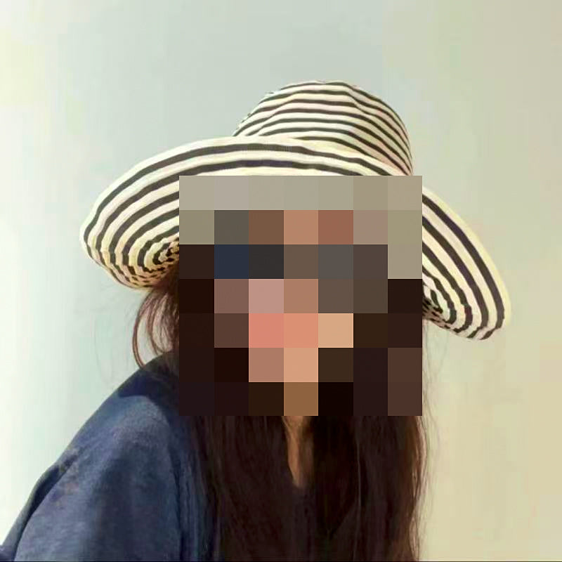 Foldable Striped Bucket Sun Hat, Wide Brim, L (58–60 cm) – product photo
