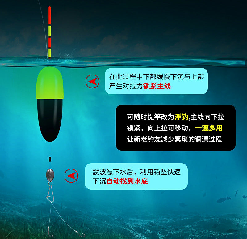 Auto Find-Bottom Fishing Float, Day/Night Glow Option – product photo