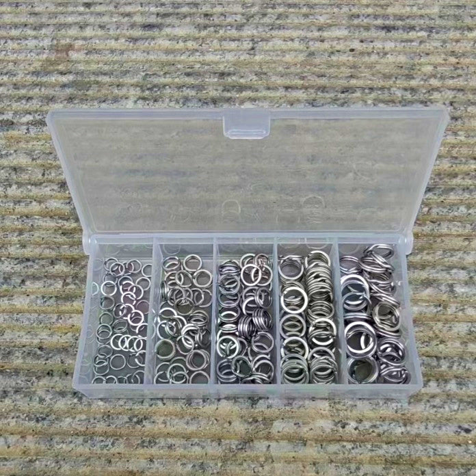 Stainless Steel Flattened Split Rings, 200 pcs – product photo