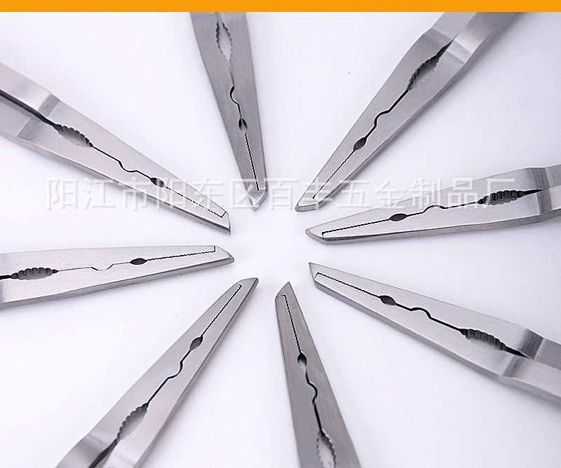 Long Nose Fishing Pliers with Split Ring Tip & Braid Cutter – product photo