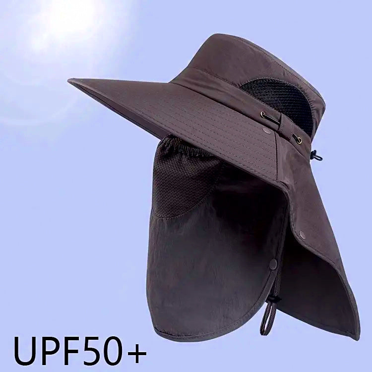 Wide Brim Fishing Bucket Hat, Sun Hat with Optional Face Mask – product photo