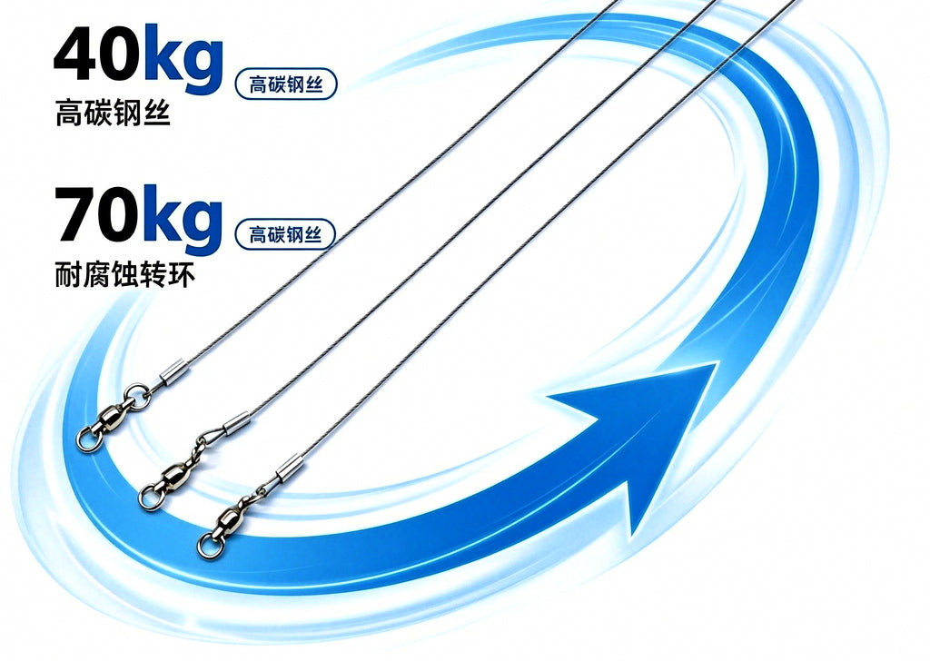 49-Strand Stainless Steel Wire Leader with Swivel, 3 Pack – product photo
