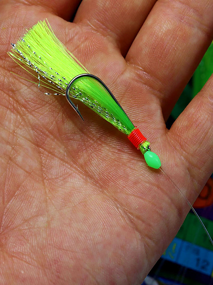 Fish Skin Bait Rig, 10 Barbed Hooks, White or Green – product photo