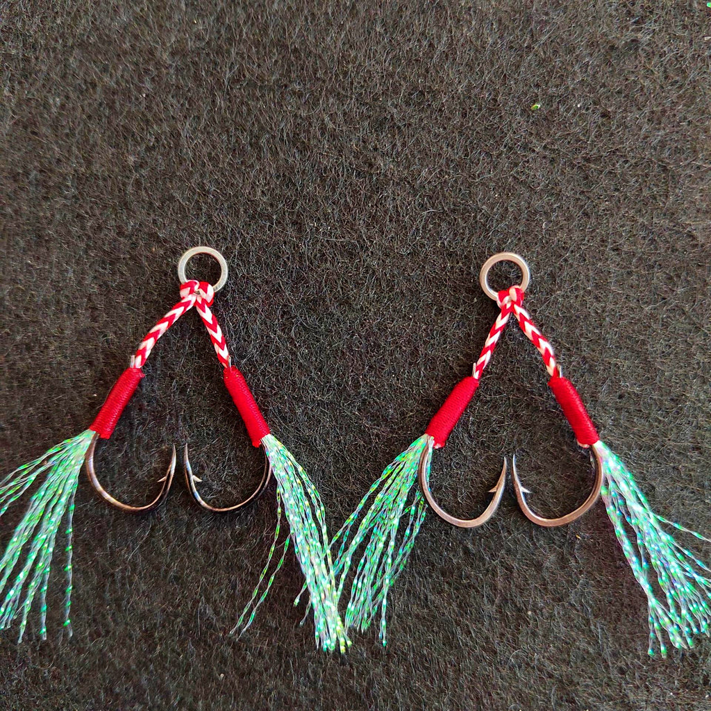 Double Hooks for Slow Pitch Jigs, Sizes 12–18, Barbed – product photo