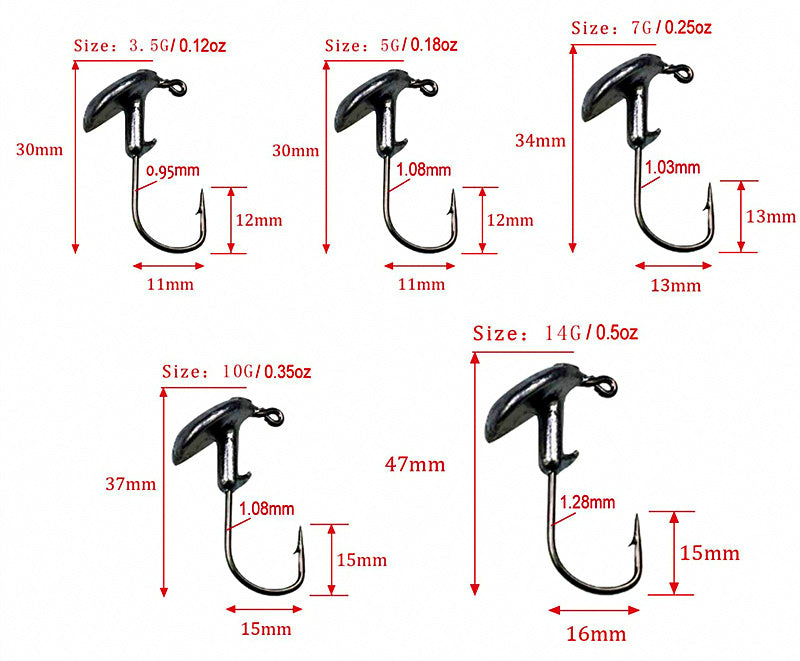 Barbed Jig Head Hooks, 3.5–14 g (1/8–1/2 oz), Carbon Steel – product photo