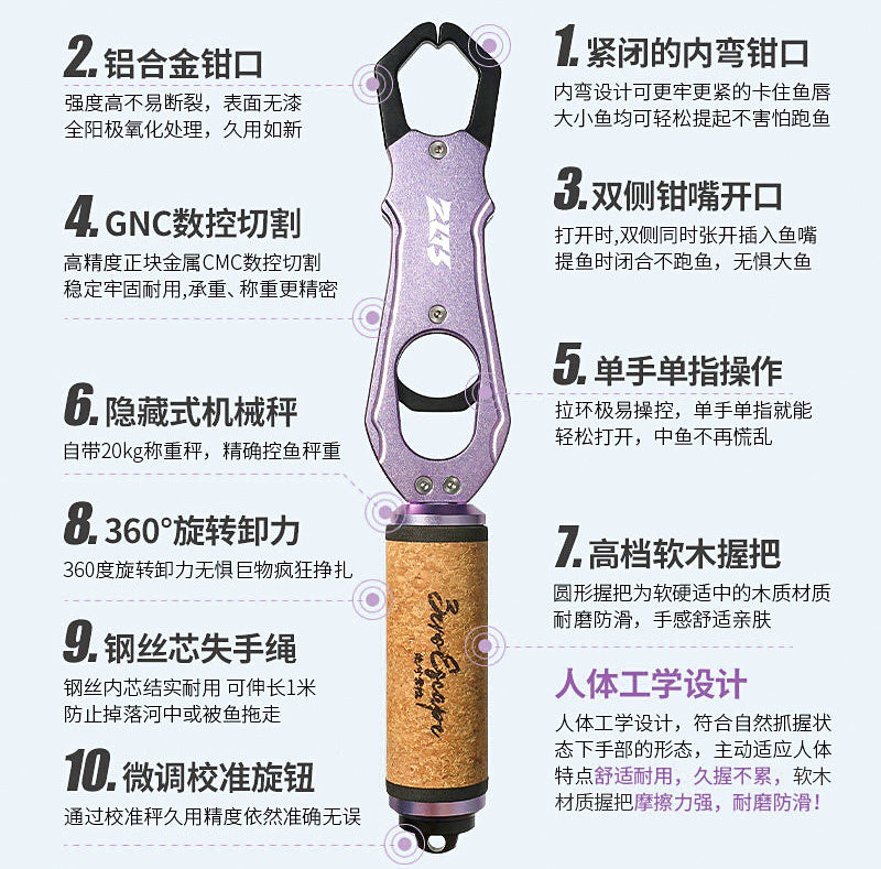 Aluminum Fish Gripper & Lure Pliers, Scale Option – product photo