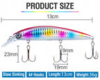 Sinking Minnow Lure, 13 cm (5.1 in) 36 g (1.3 oz), 3 Hooks – product photo