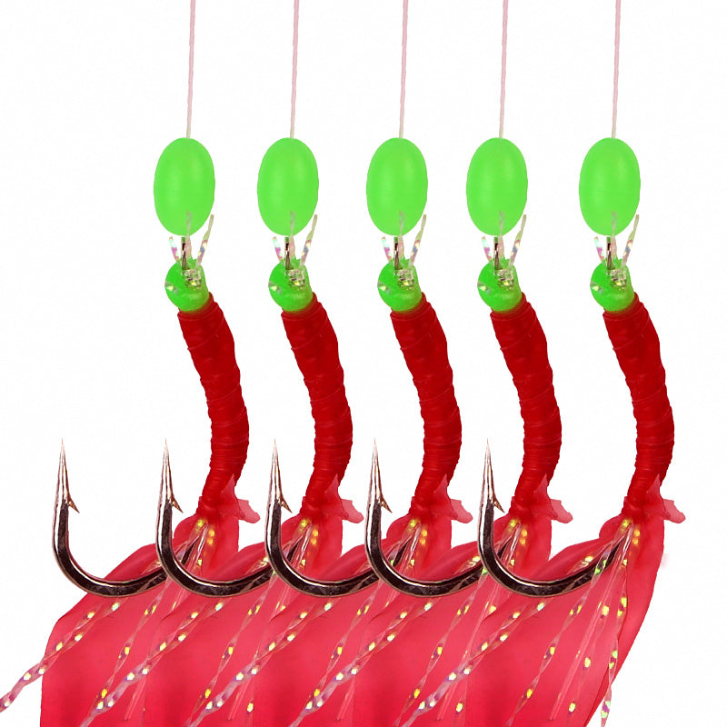 Red Fish Skin Rig, 6 Hooks per Rig, Sizes 3–20 – product photo