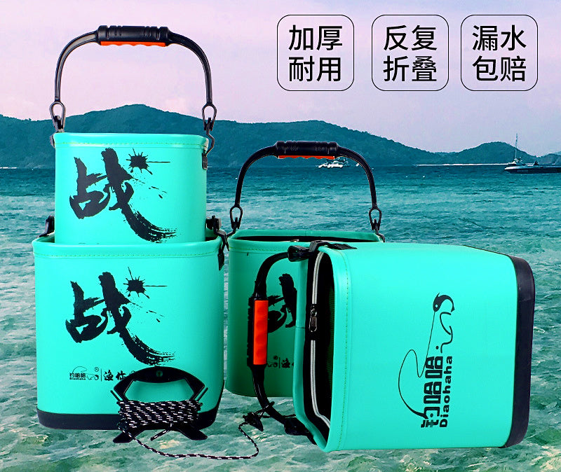 Foldable EVA Fishing Bucket with Lid, 18-24 cm – product photo