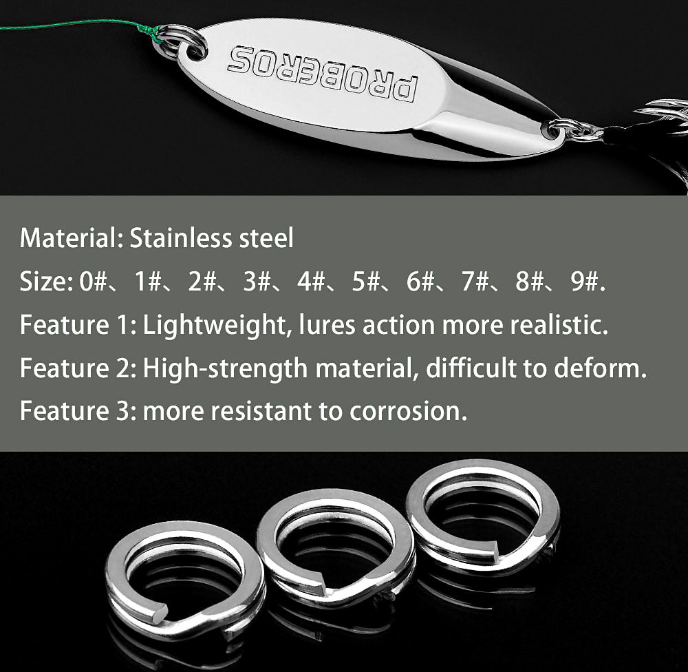 Stainless Steel Double Split Rings, 100 pcs, Sizes 0–6 – product photo