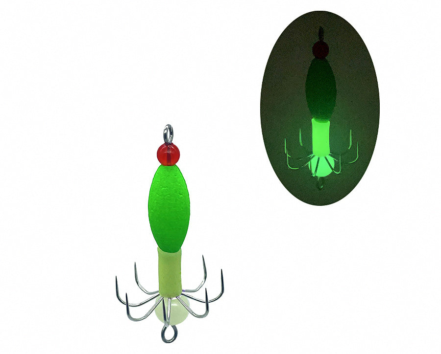 Octopus Trailer Hooks with Beads, Barbless, Glow & Color – product photo