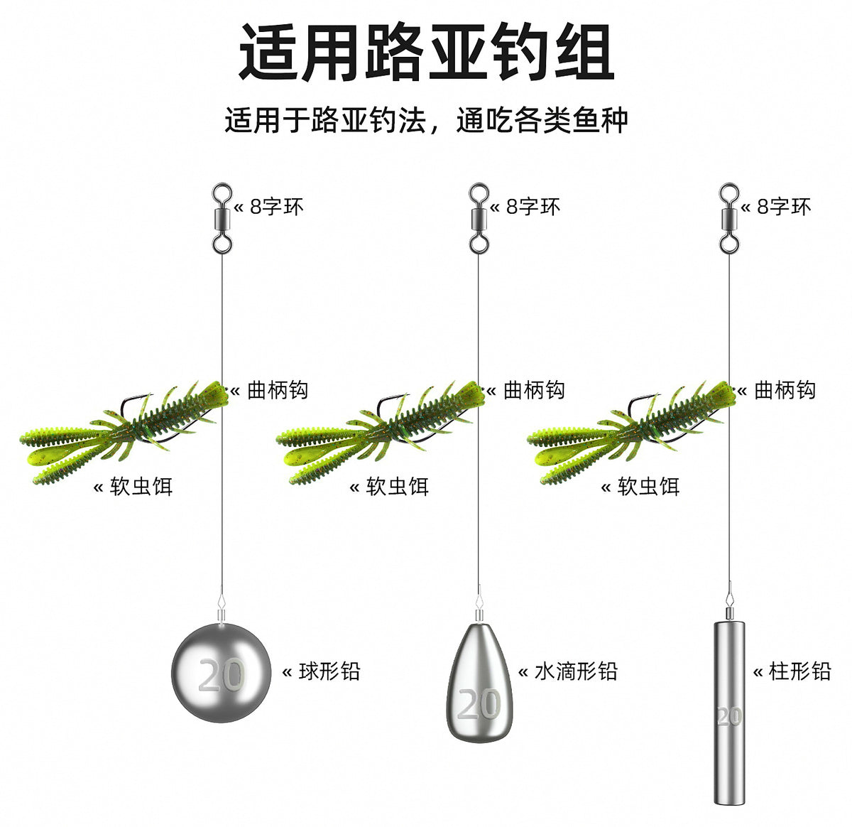 Lead Drop Shot Weights, Cylinder/Ball/Teardrop, 3.5–20 g – product photo