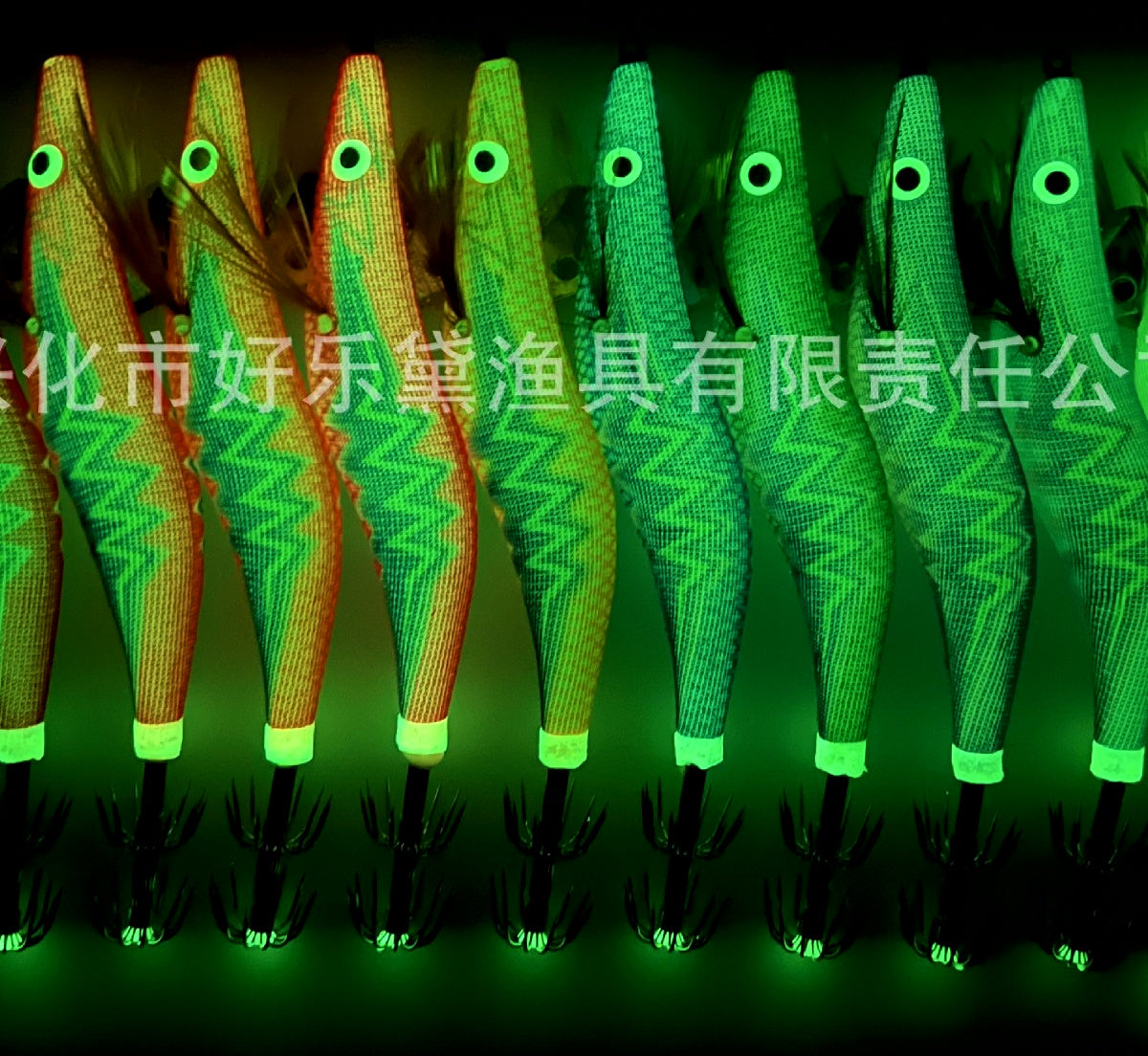 Glow Wooden Shrimp Squid Jig, Lightning Pattern, 2.5–3.5 Size – product photo