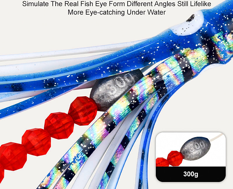 Trolling Squid Skirt Lure with Spinner Prop, UV, ~151 g (5.3 oz) – product photo