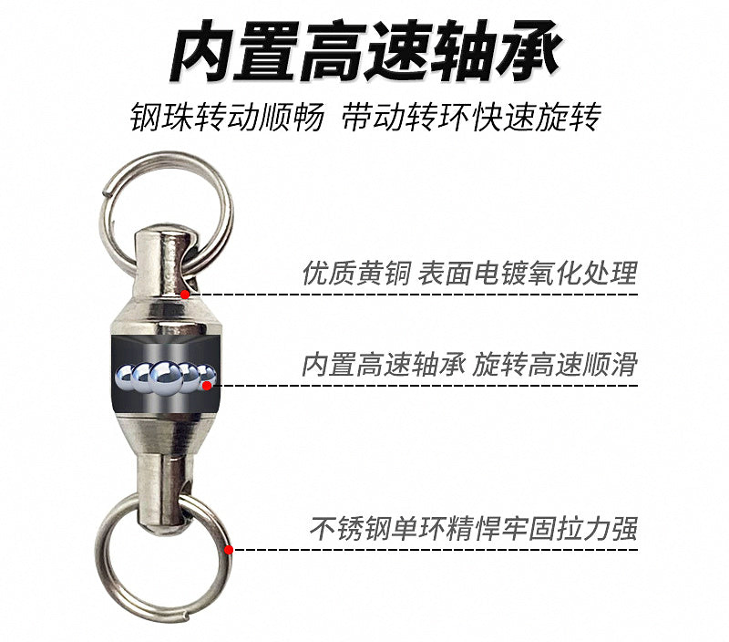 Ball Bearing Swivel with Double Split Rings, Stainless, #0-#4 – product photo