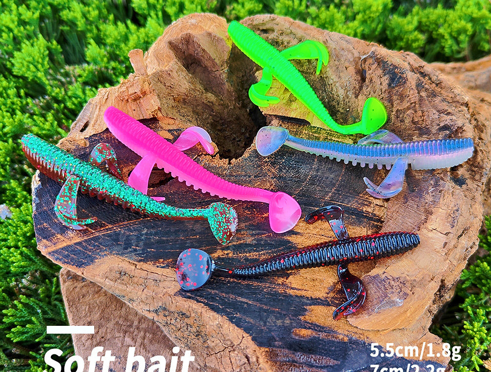 Floating T-Tail Soft Bait with Jig Head Hook, 5.5 & 7 cm – product photo